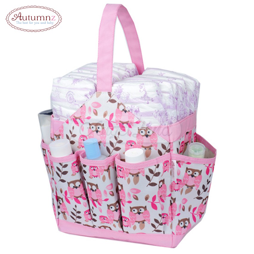 Autumnz Portable Diaper Caddy - Owl (Pink)