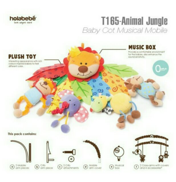 Holabebe Baby Bed Clip On Musical Mobile -Animal Jungle